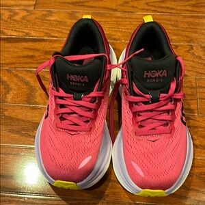 Hoka Pink Athletic Shoes with Streamlined Design